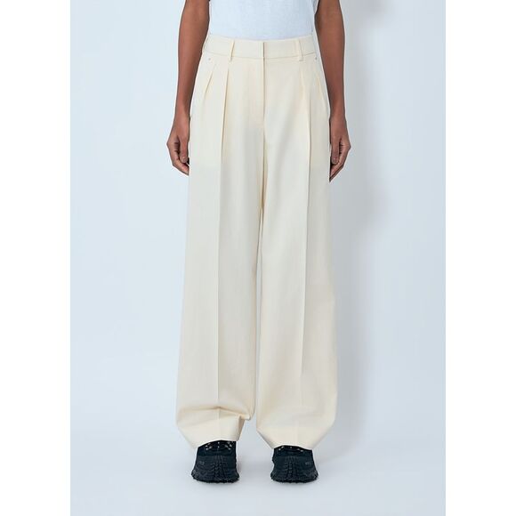 Moncler Women Cotton Gabardine Wide-Leg Tailored Pants